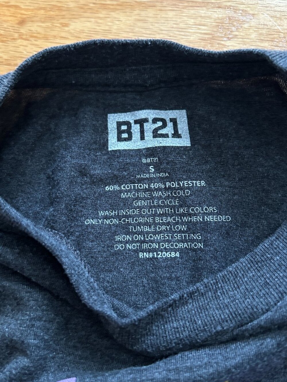 BT21 Dark Gray Graphic Tee Women's Small Colorful Illustration BTS Merch - Picture 5 of 5